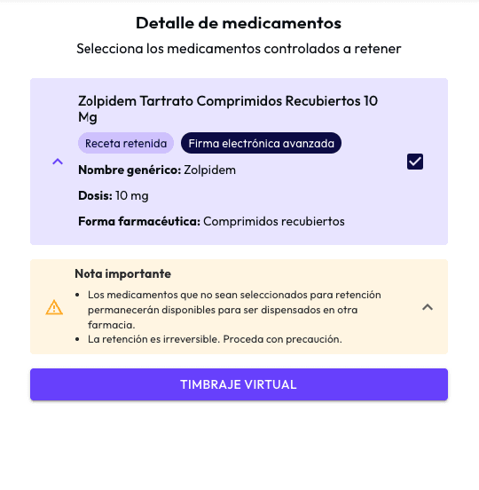 Resumen visual sobre firma electrónica avanzada para recetas retenidas