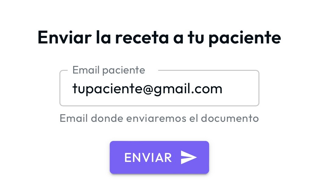 Campo de envío de documentos por correo en PaperMed
